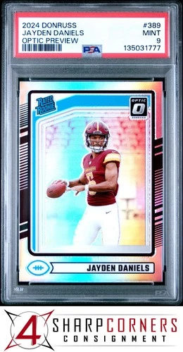 2024 DONRUSS OPTIC PREVIEW PRIZM #389 JAYDEN DANIELS RC RATED ROOKIE PSA 9