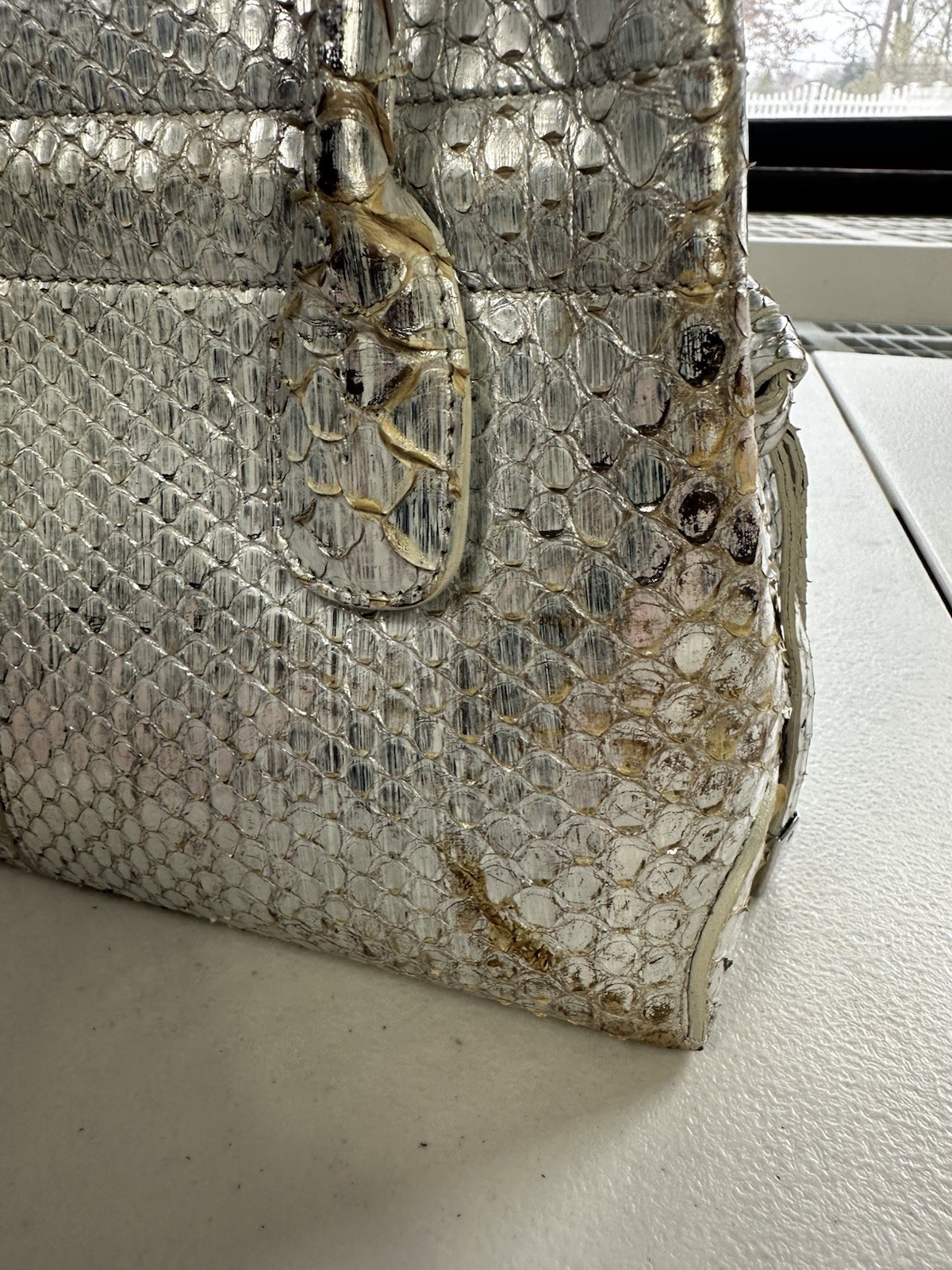 Tod’s Silver Color Metallic Python Leather Handba… - image 12