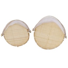 .2Pcs Food Serving Tent Basket Fly Skeeter Insect Resistant Bamboo Basket With