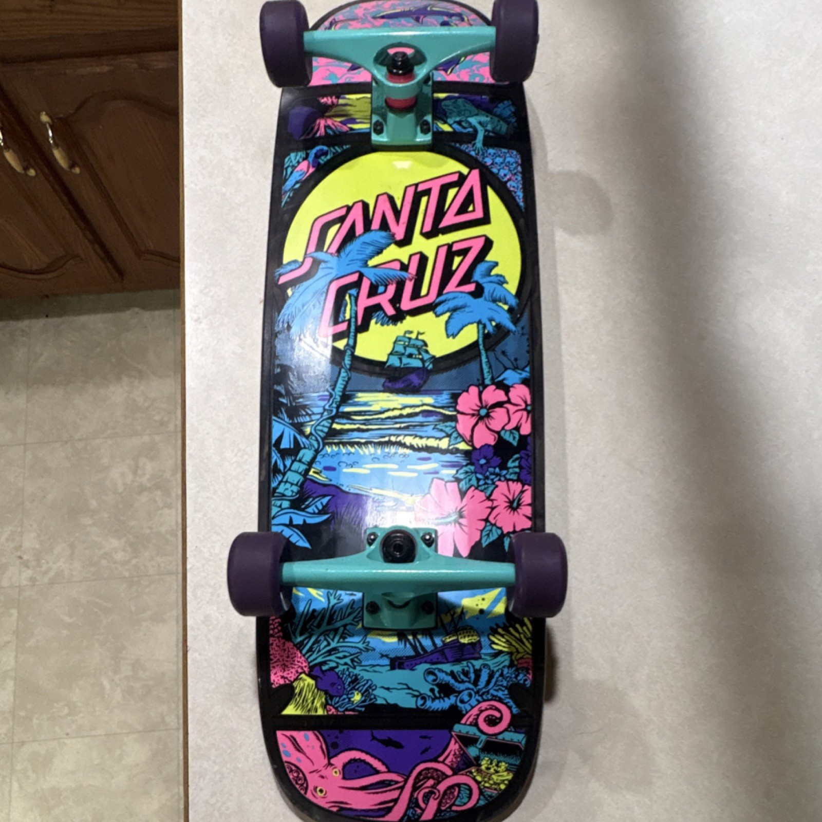 Multicolor Wood With Purple Wheels