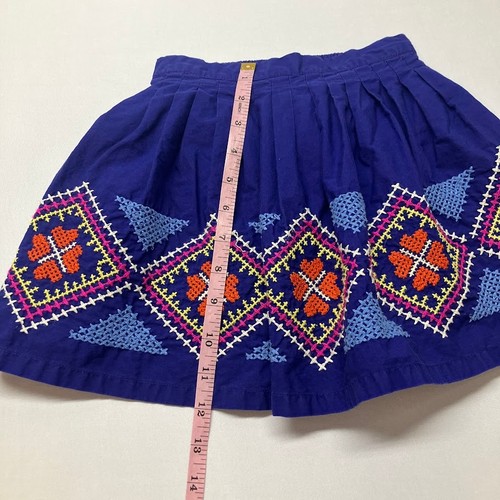 Mini Boden Embroidered Folk Skirt Girls Size 4-5 Blue 100% Cotton - Picture 10 of 11