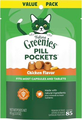 Greenies Feline Pill Pockets for Cats Natural Soft Cat Treats, Chicken Flavor, 3