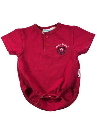 VTG Weebok 0-3M Short Sleeve Red Romper Baby Bodysuit Unisex Logo Crest Reebok
