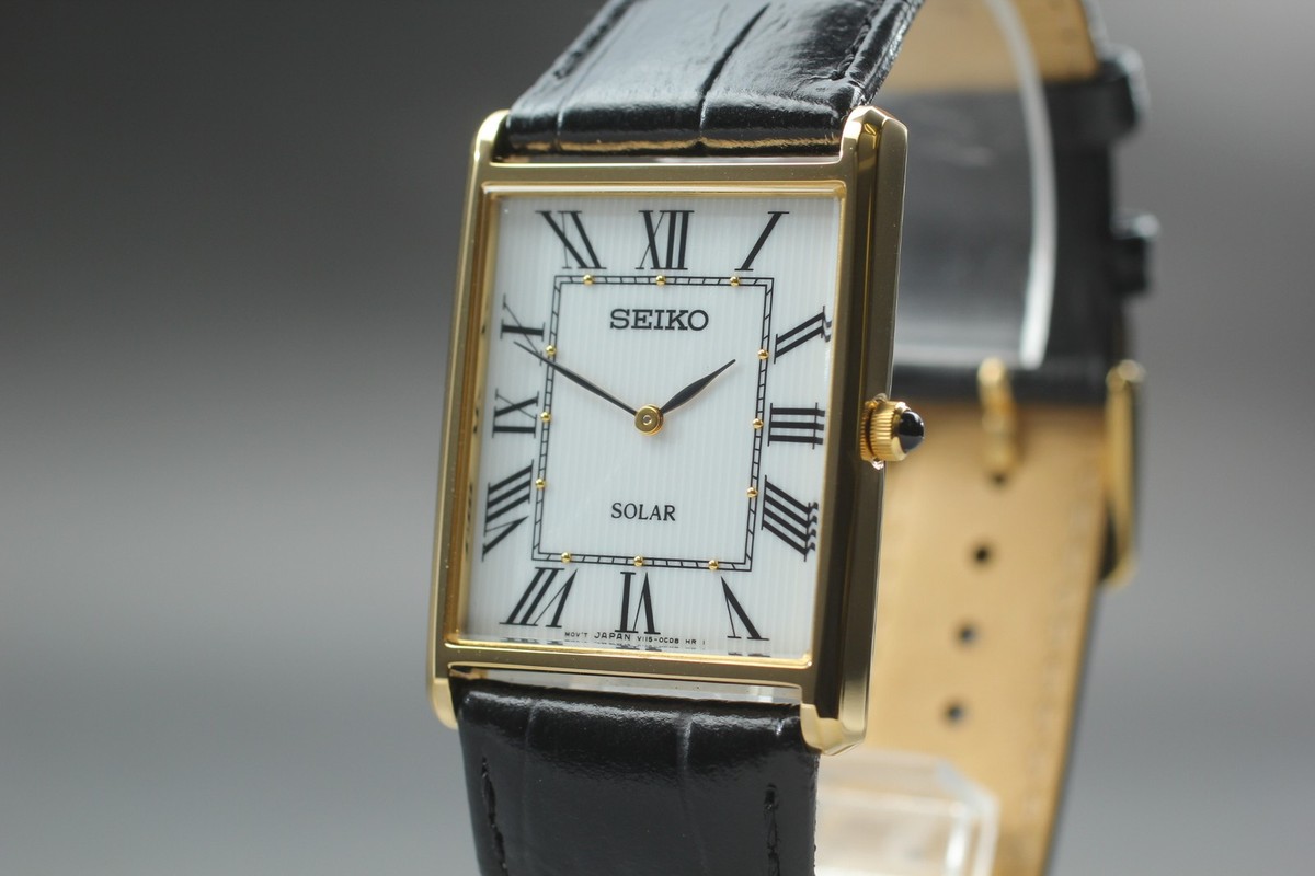 SEIKO V115-0BC0 SUP880 SOLAR ソーラー 腕時計 Vtg [NOS] SEIKO SOLAR SUP880 V115-0BC0 White Dial Tank Roman Qz