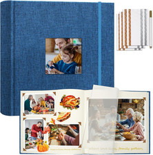 Scrapbook Album 12" x 12", Large Linen Photo Album with Writing Space, DIY Scrap