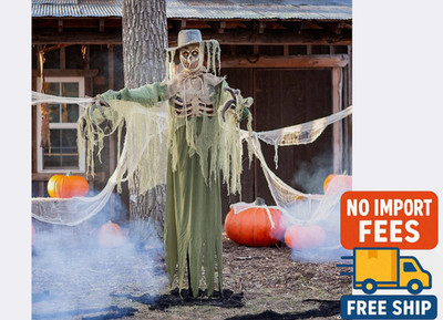 6 Ft Animated Inferno Scarecrow with Flaming Head & Motion Activation