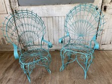 Pair of Vintage Wrought Iron Peacock Chairs S...