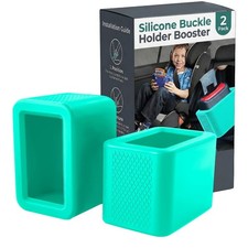 2 Pack Silicone Seat Belt Buckle Holder, Seat Belt Buckle Booster for Kids, D...