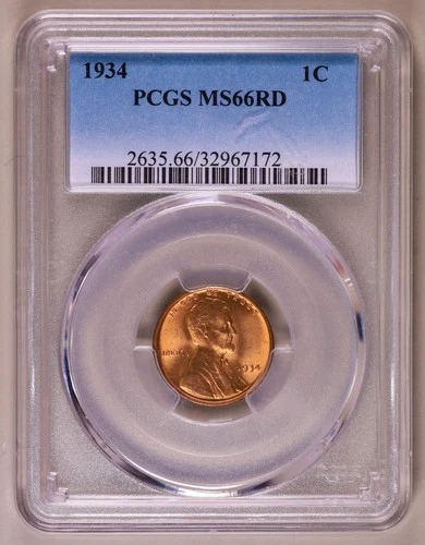 1934-P Lincoln Cent PCGS MS66RD ***RARE ORIGINAL RED CENT***