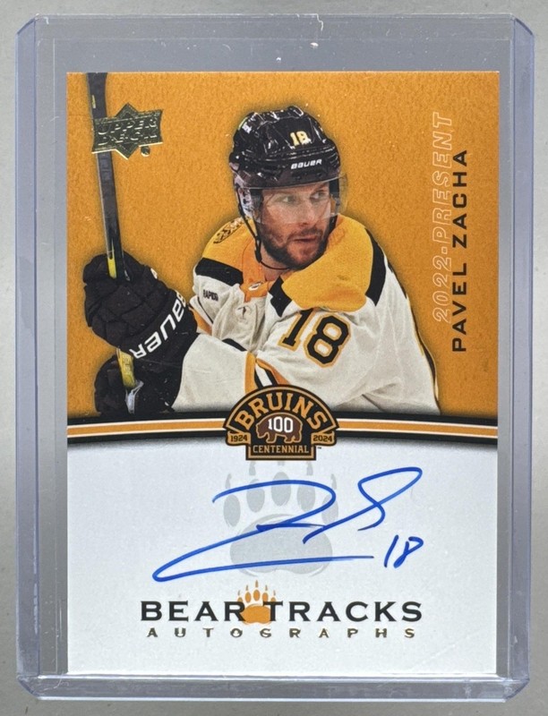 Pavel Zacha 2023 Upper Deck Boston Bruins Centennial #BT-PZ Bear Tracks Auto