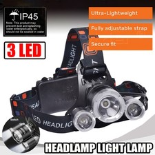 Rechargeable 3 Led Head Torch Headlamp Light Lamp hard hat Lights USB CE