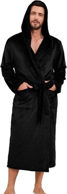 Luxury Mens Robe with Hood, Ultra Cozy Fleece Bathrobe for Men, Plush Hooded ...