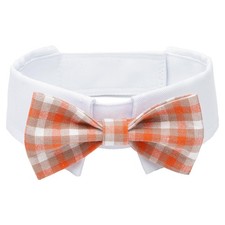 Dog Bow Tie Adjustable Orange Plaid Collar Neck 10.212.6in Medium Tuxedo