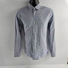 Boss Hugo Boss dress shirt button down M plaid blue gray mens 6894