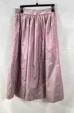 Vintage 80s Louis Feraud Women's Pink Taffeta Long Skirt Iridescent Sz S