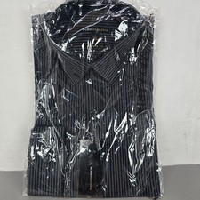BCBG Maxazria Men Dress Shirt M 15 1/2 32/33 Modern Fit Black/White Pinstripe