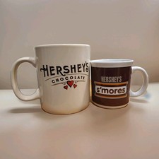 Hershey  s Chocolate Galerie Mugs Lot Of 2  Oversized /w Hearts  Smores