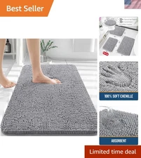 OLANLY Bathroom Rugs 30X20, Extra Soft Absorbent Chenille Bath Rugs, Rubber Back