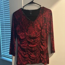 Style & Co Women's Blue And Black Long Sleeve