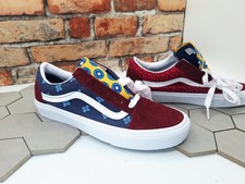 Vans Old Skool Print Mix Blue Red Burgundy Skate Sneakers Men's 7.5 Women's 8.5