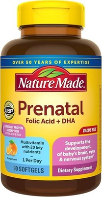 Lot of 2 Nature Made Prenatal Folic Acid + DHA - 90ct EXP:06/2027