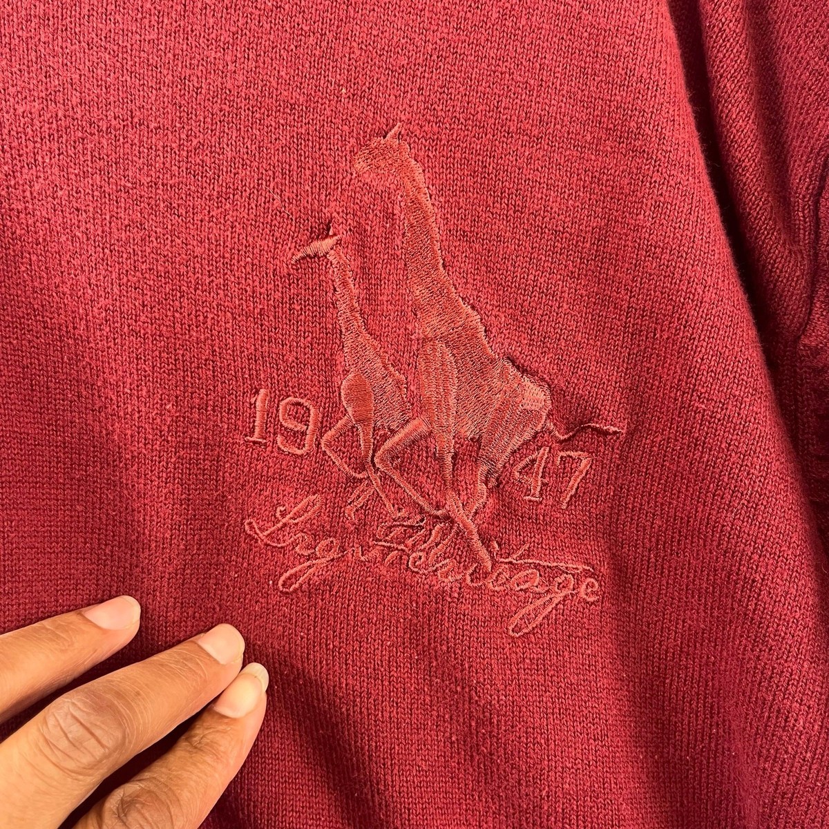Mens 4XL Vintage LRG Slow & Low Sweater Maroon Embroidered Logo Heritage Giraffe View 3