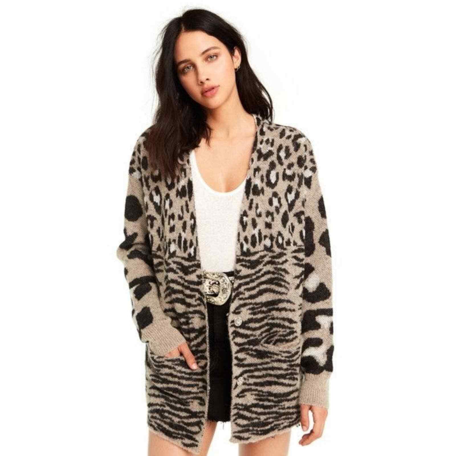 Wildfox Cardigan Sweater Animal Print Oversized Wool Alpaca Blend Avani  Medium | eBay