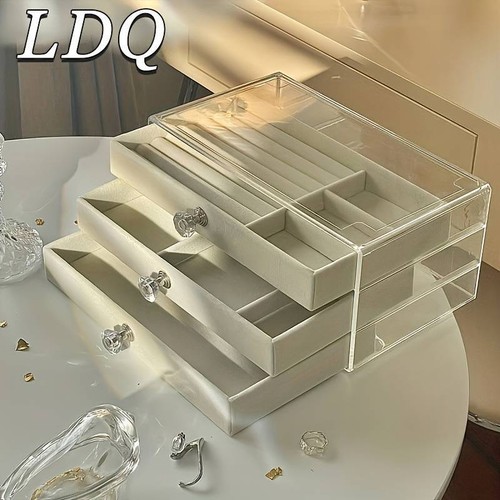 Clear Acrylic Jewelry Storage Box 3 layer Drawer Earring Ring Necklace Display - Picture 3 of 6