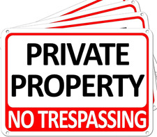 4-Pack Metal No Trespassing Signs Private 10 X 7 Inch Rust Free 0.04 Aluminum, U