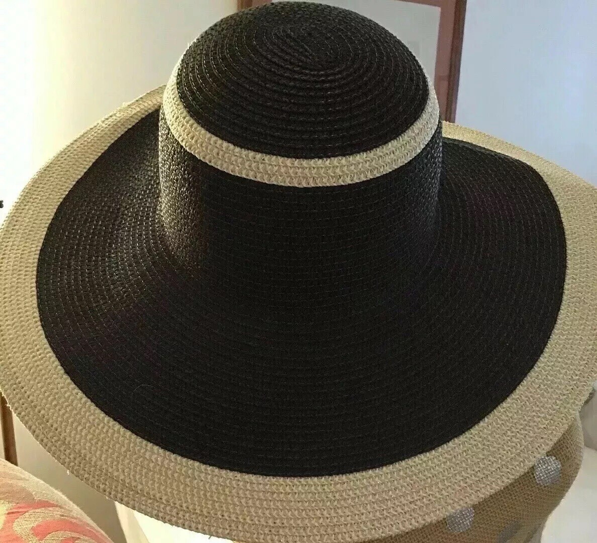 Exquisite Magid Hats Straw Sunhat In Dark Blue/Cream/gold  display picture 2