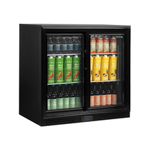 2 SLIDING DOOR UNDER COUNTER MAN CAVE HOME BOTTLE COOLER PUB BAR BEER FRIDGE 