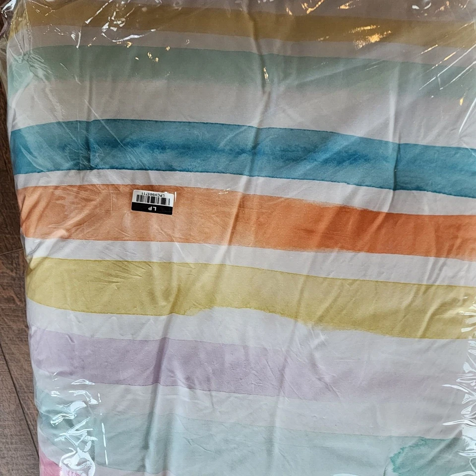 Pottery Barn Kids Kayla Rainbow Stripe Full Queen Comforter Quilt New - Image 3 of 4