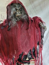 Hanging skeleton grim reaper AS IS red Halloween prop