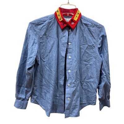S/M Karen Scott Denim Shirt Women Embroidered Appliqué Art Teacher Seamstress bl