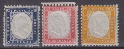 KINGDOM OF ITALY 1862 SERIETTA 20 C. 40 C. 80 C.N.2-4 G.I MNH** 40 C. G.O MLH*