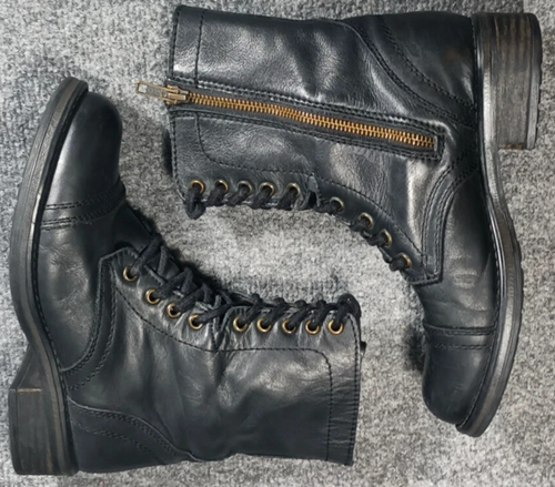 Stivali da combattimento Steve Madden Troopa 2.0 in pelle nera taglia 8 stringati molto belli - Foto 7 di 9