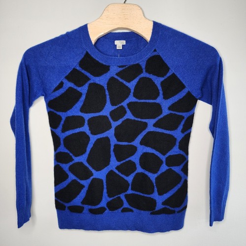 HALOGEN WOMEN'S SIZE L 100% CASHMERE CREWNECK SWEATER BLUE BLACK New - Picture 2 of 9