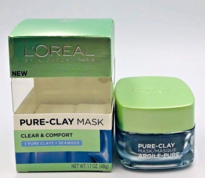 LOreal Paris Skincare Pure Clay Face Mask w/ Seaweed Clear and Comfort 1.7 fl oz