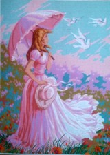 Needlepoint tapestry painted canvas C934 - Young Lady 24"x32" GobelinL