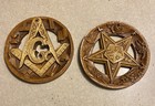 Vintage Masonic Freemason Order of the Eastern Star Wood Round Wall Plaques Lot — photo 1