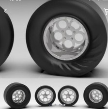 1:64 Weld Magnum Chrome Wheels And Tires With Wrinkle Rear Tires