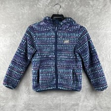 Eddie Bauer Kids Sherpa Fleece Hoodie Full Zip Purple Blue M 10/12