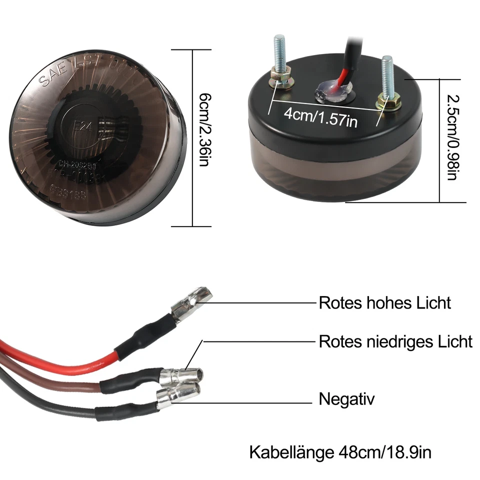 Universal LED Mini Rücklicht Bremslicht Motorrad Quad Roller Rückleuchte 12V E24 - Bild 2 von 4
