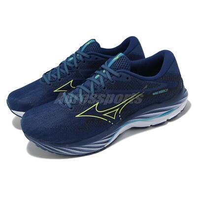 Mizuno Wave Rider 27 Navy Blue Yellow Men Road Running Jogging