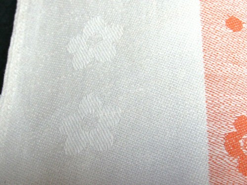 Vintage White Linen Damask Towel Coral Ethnic Children 36x13 Unused - Picture 5 of 7