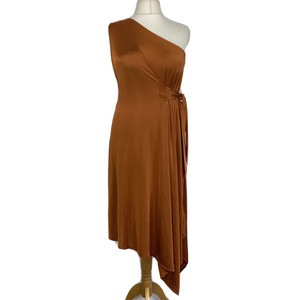 metallic orange dress