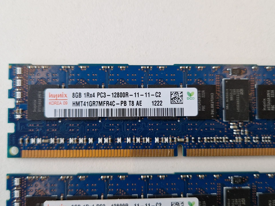 Hynix 16GB (2X8GB) 1RX4 PC3-12800R REG ECC 240-Pin Server RAM HMT41GR7MFR4C-PB - Image 2 of 4