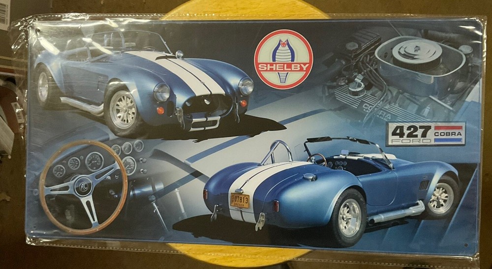 Ford 427 Shelby cobra Metal Sign Tin Tacker AC Racing Mustang Hot Rod 19”x9.5”