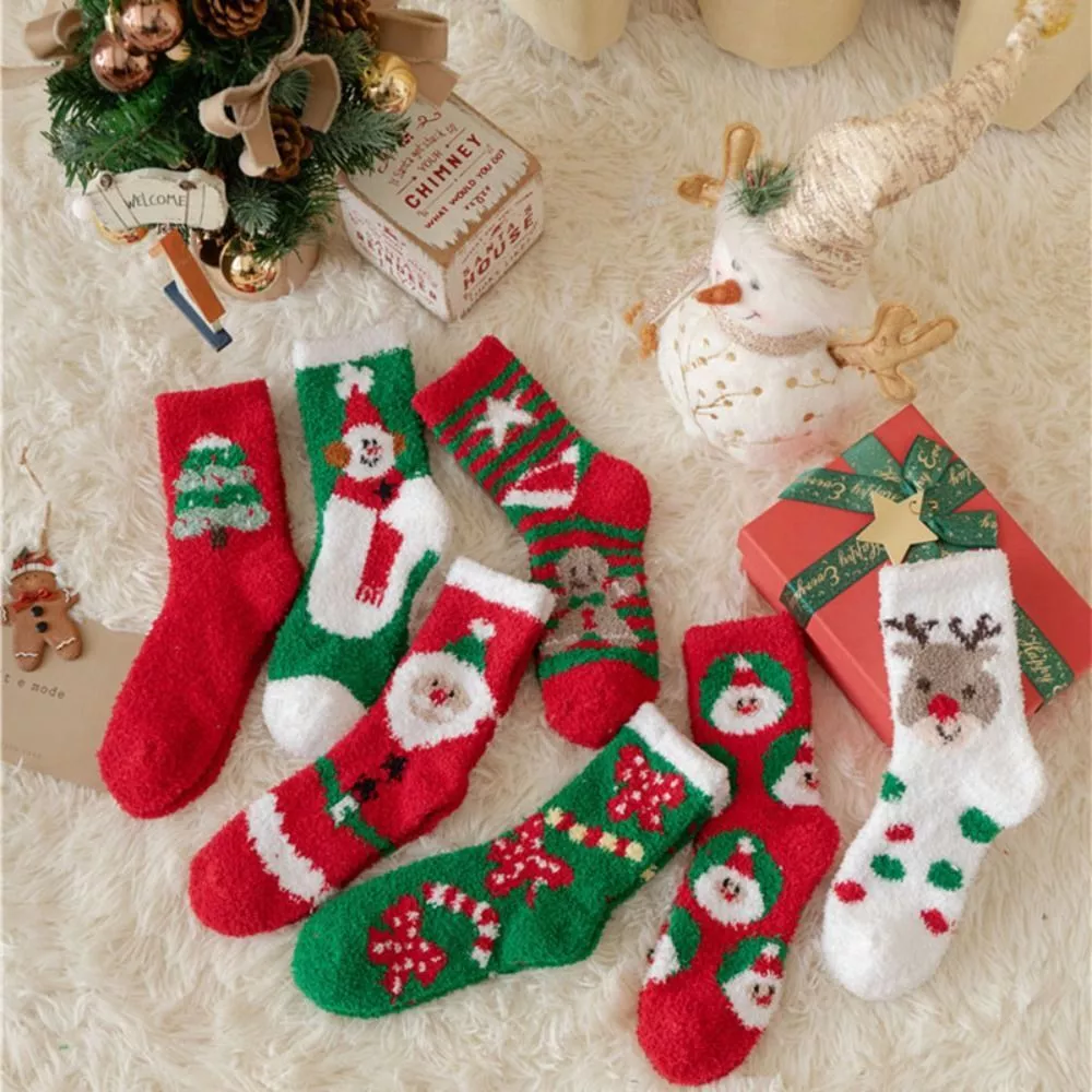 Keep Warm Christmas Socks Coral Fleece Christmas Sleep Socks Xmas