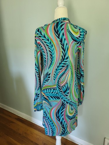 Lilly Pulitzer kleines langärmeliges Damen-Seidenmischung-Shirt Kleid mit Krawatte - Bild 5 von 8
